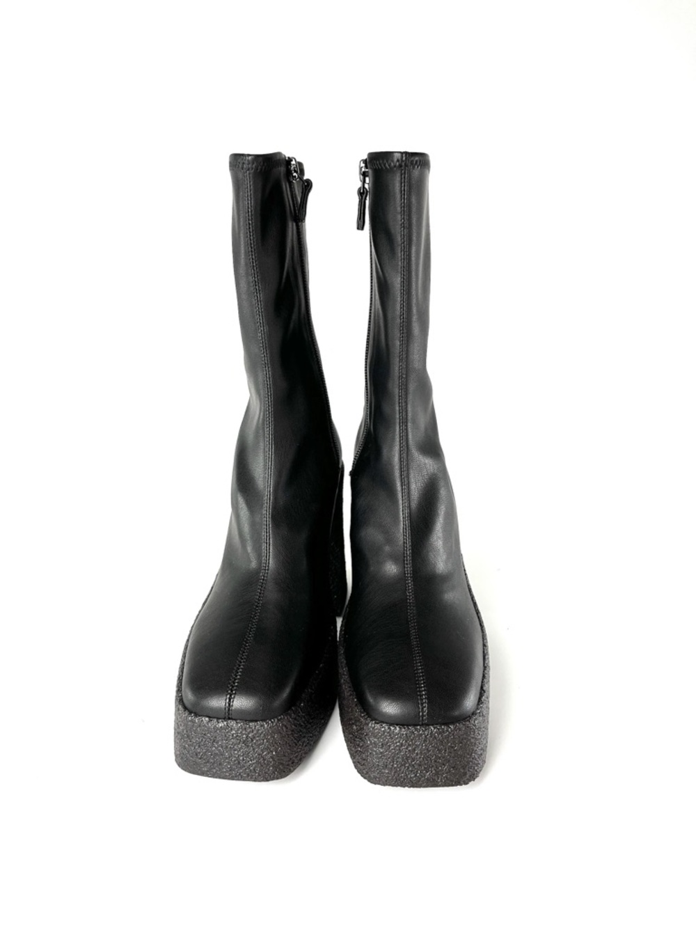 Stella McCartney Skyla Black Platform Sock Boots with Textured Block Heel - Picture 5 of 11